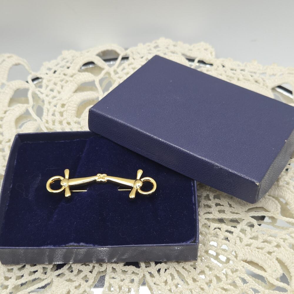 Equestrian Jewelry Vintage Stock Pin Full Cheek Snaffle Original Box